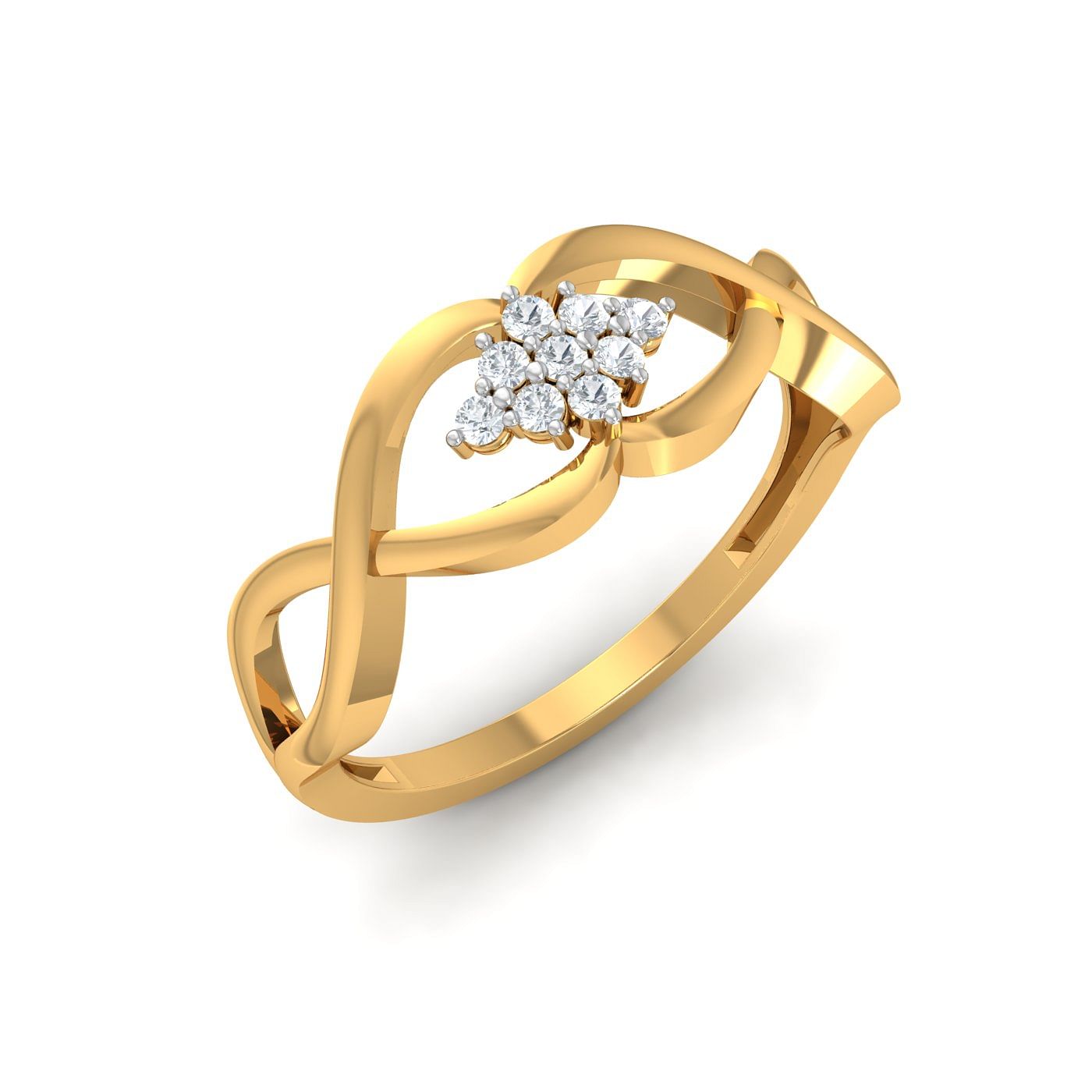 Flower Design Cluster Diamond Ring In Yellow Gold