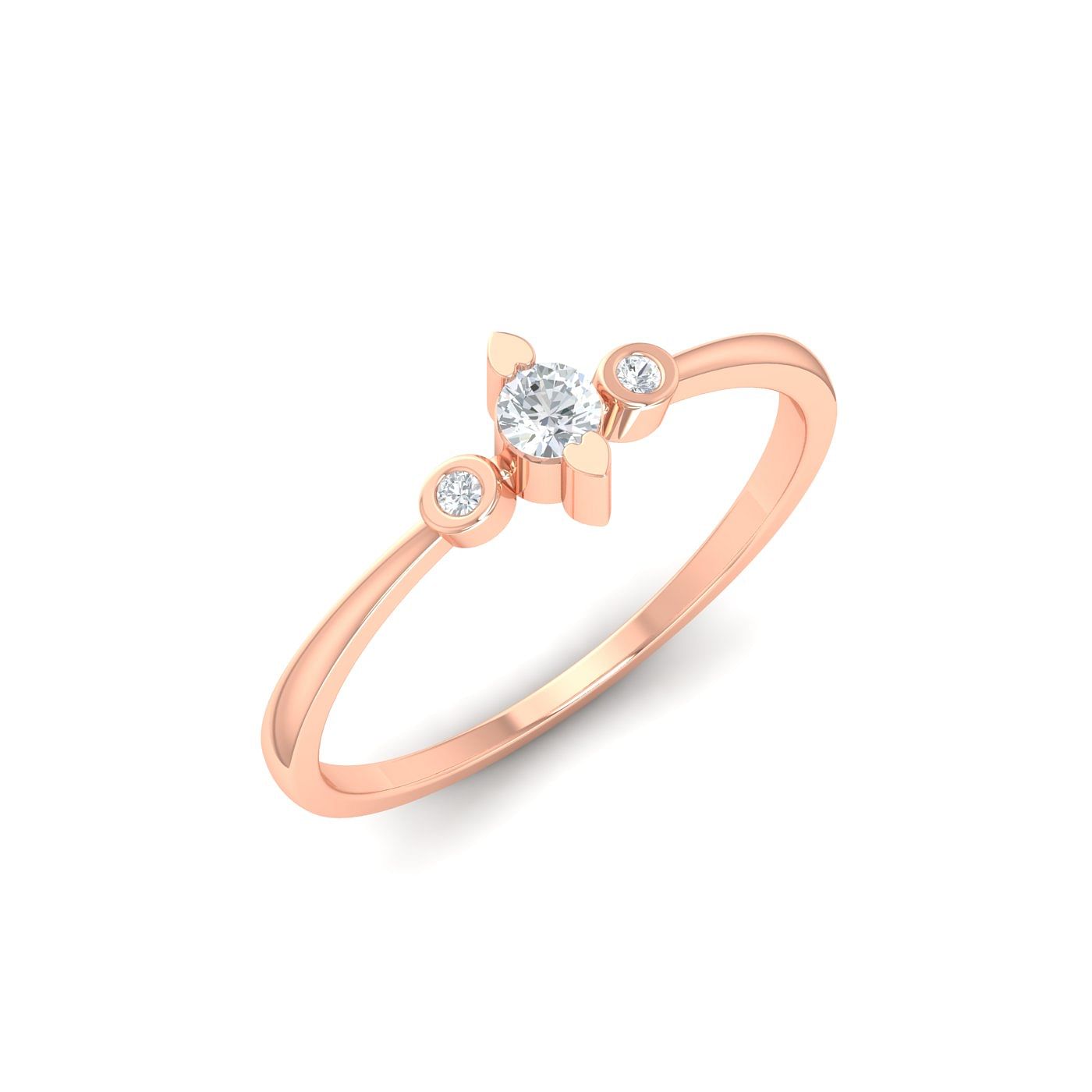 light weight rose gold diamond ring for women