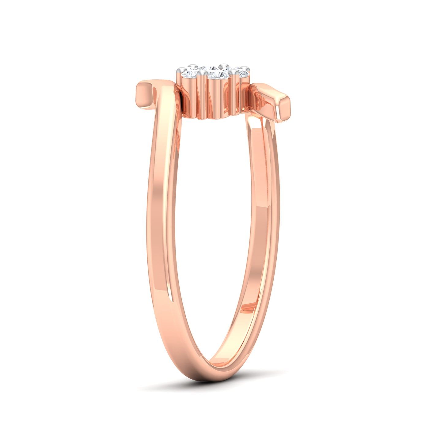 Center Diamond Cluster Rose Gold Ring In Women