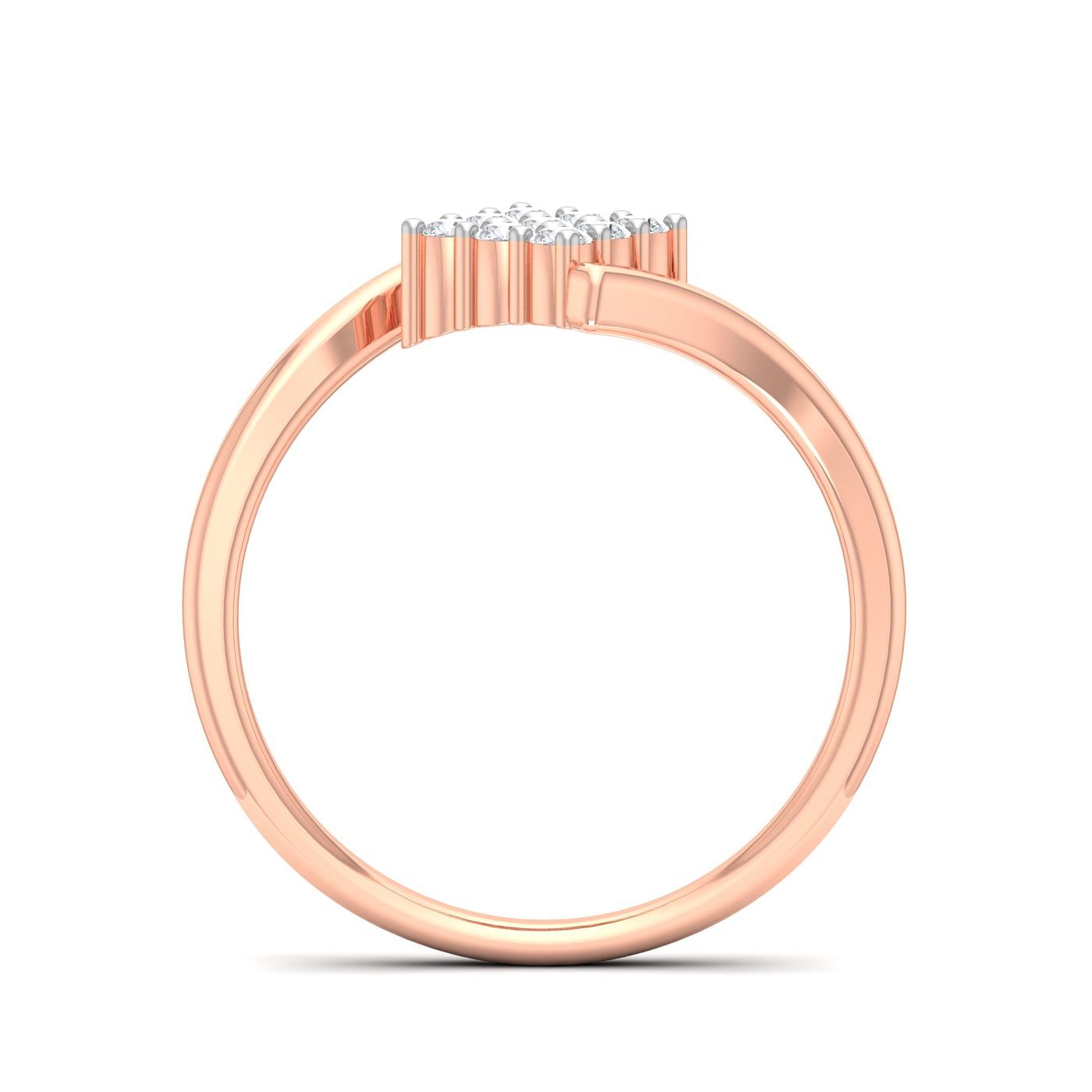 Square Design Cluster Diamond Rose Ring For Women