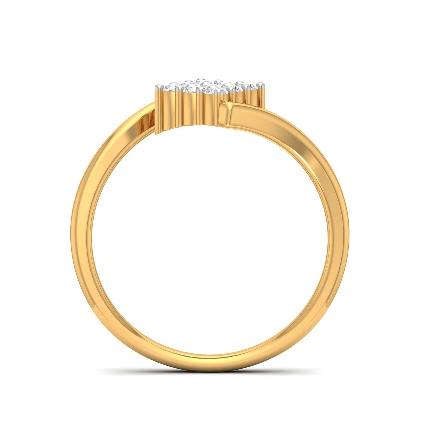 Square Design Cluster Diamond Yellow Ring For Women