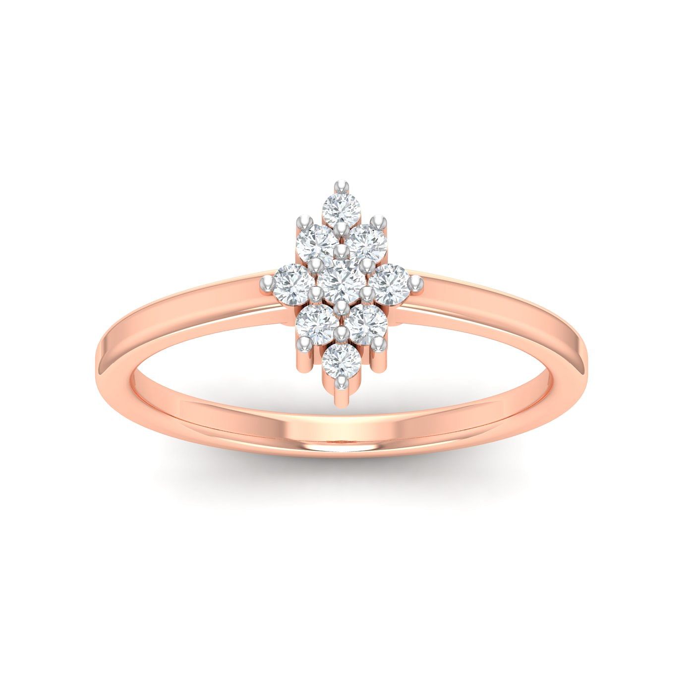 Flower Style Diamond Cluster Rose Gold Ring For Ladies