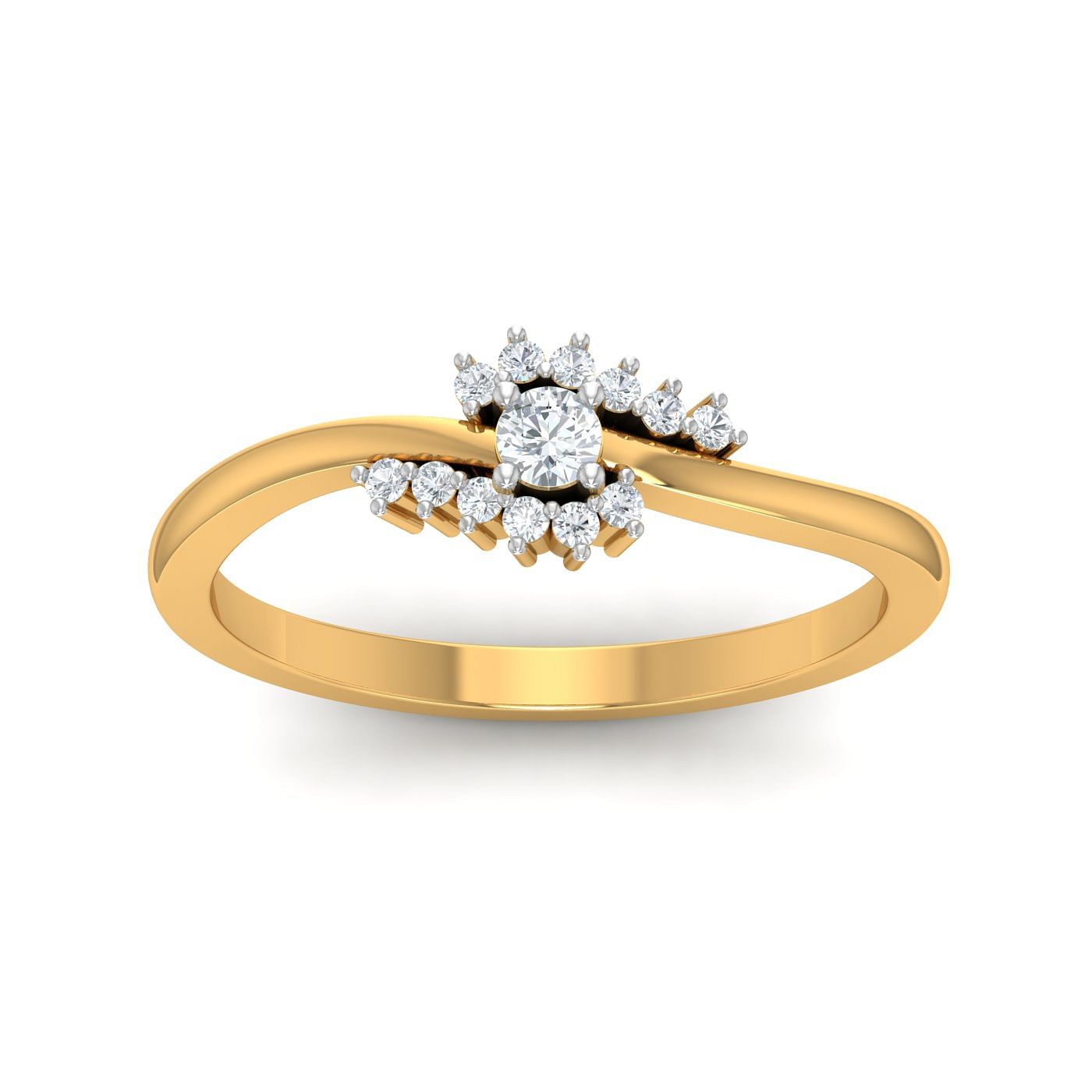 Solitaire Style Diamond Yellow Gold Ring For Female