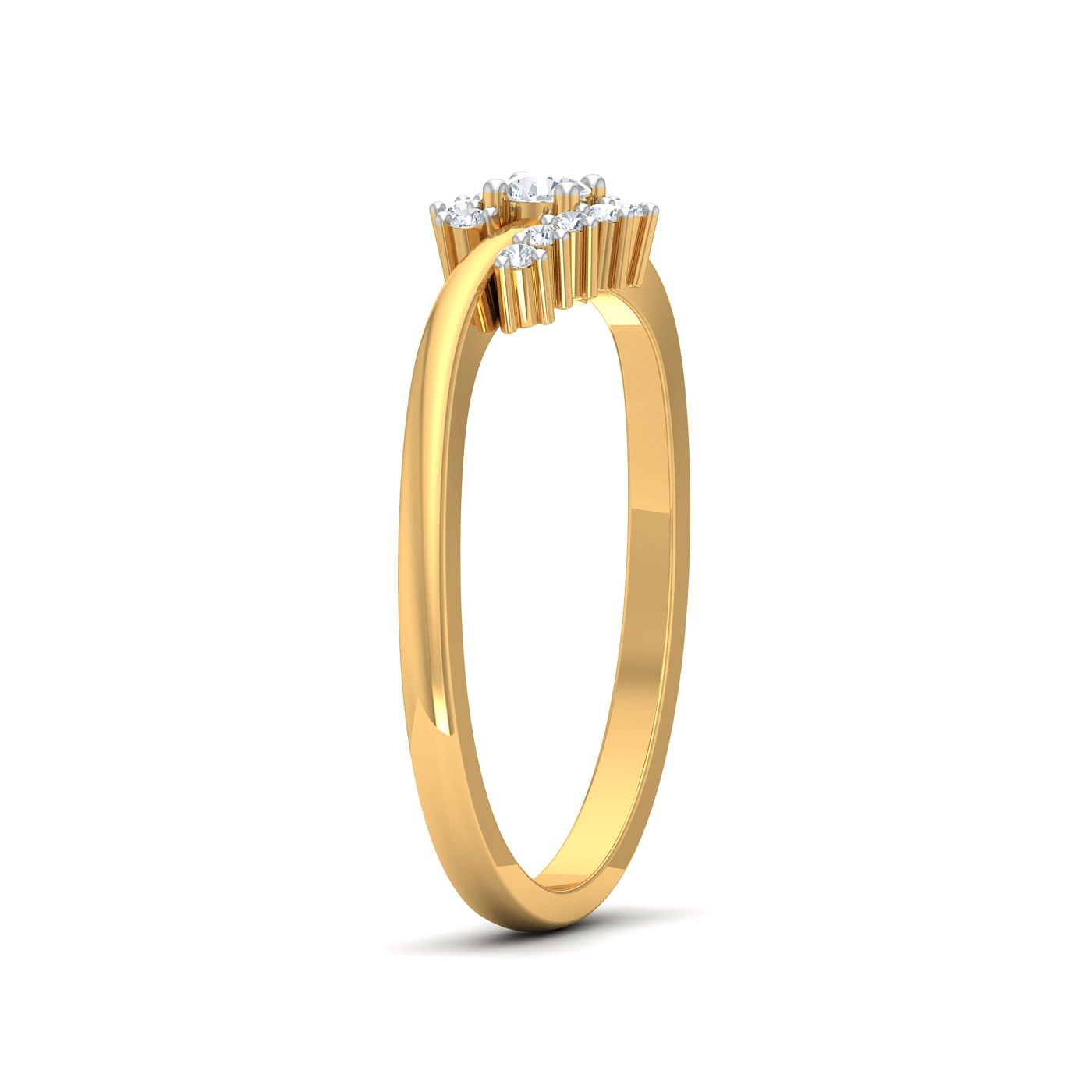 Solitaire Style Diamond Yellow Gold Ring For Female