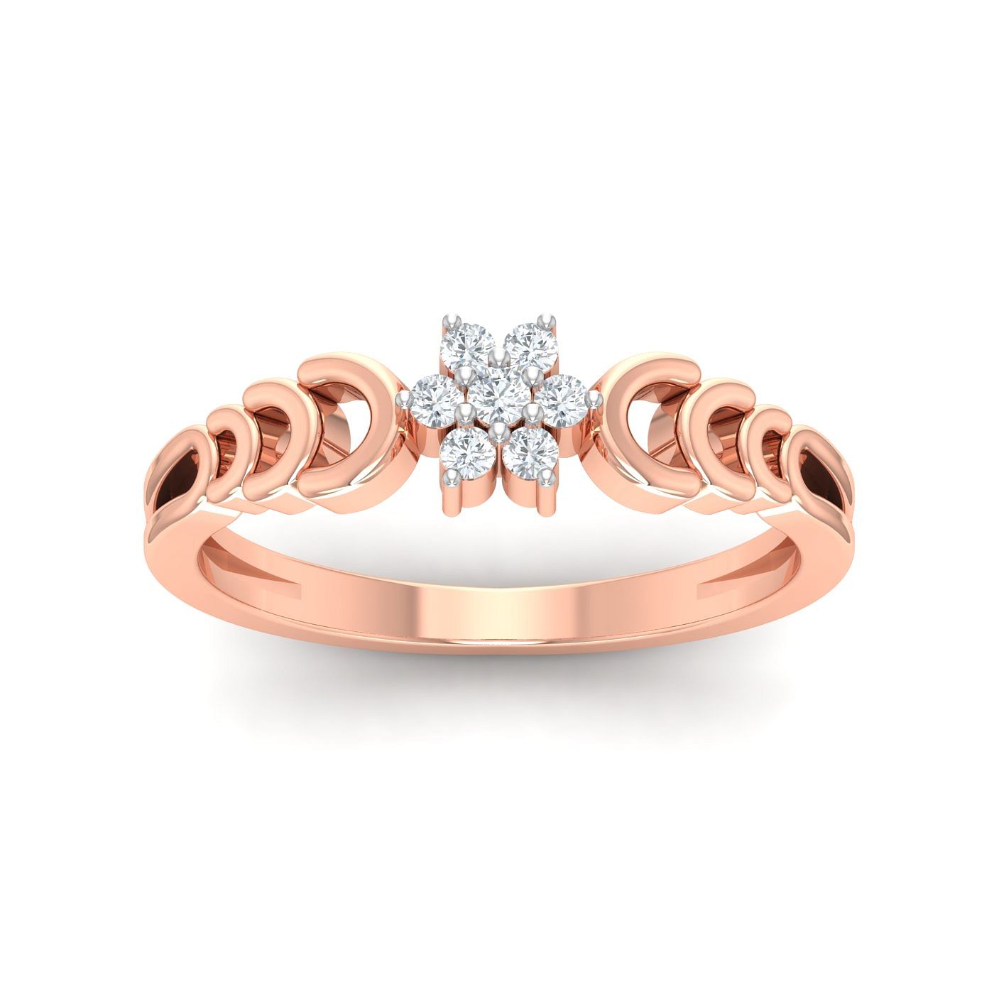 Flower Diamond Cluster Rose Gold Women Ring