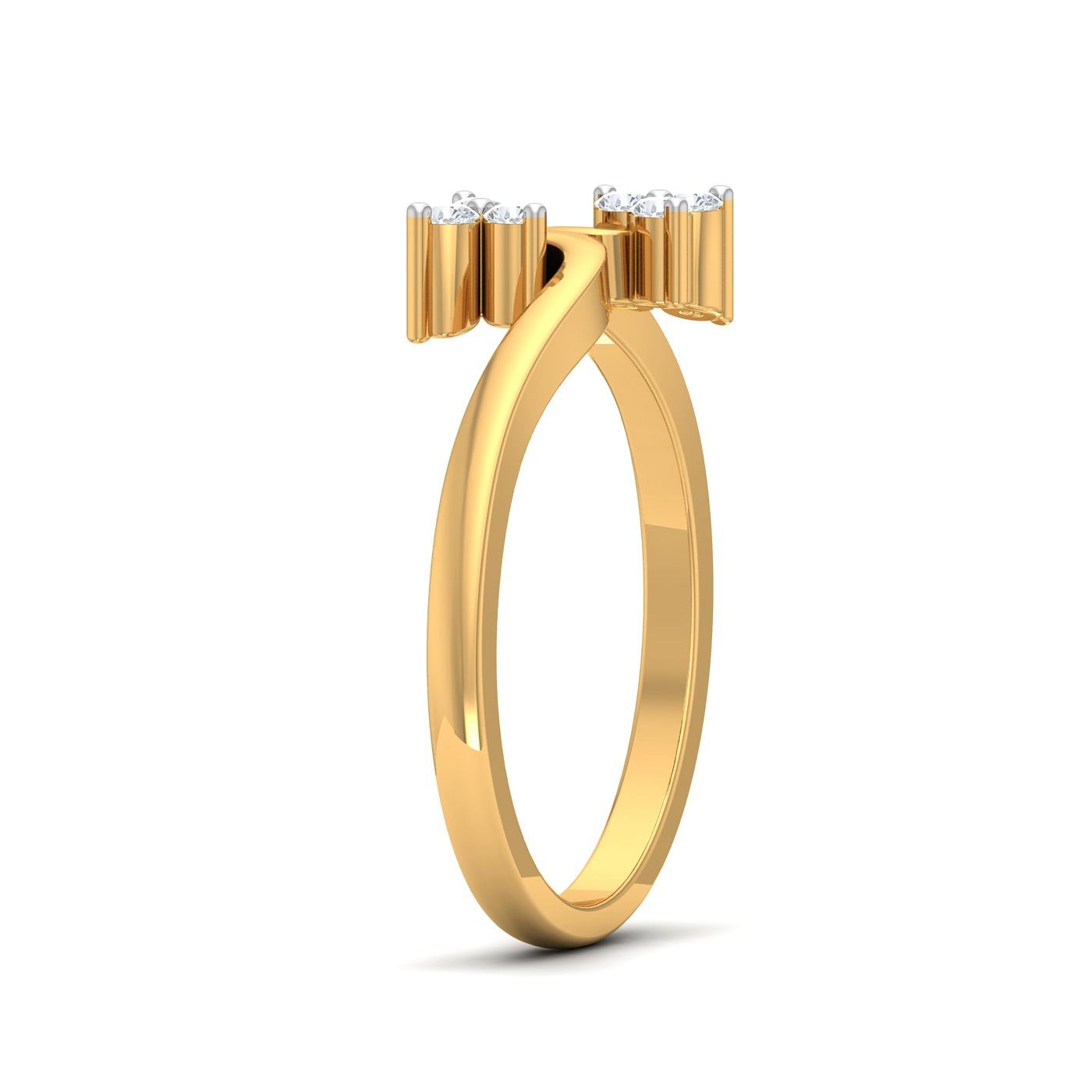 Office Wear Yellow Gold Diamond Ring For Working Women