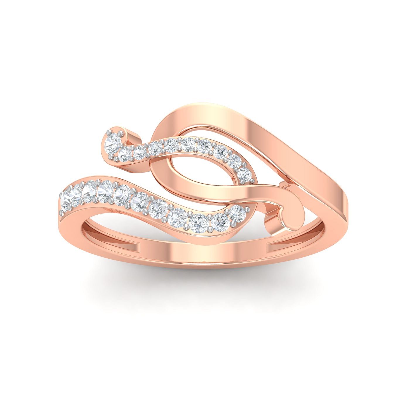 Chunky Gold Knot Diamond Ring With Rose Gold