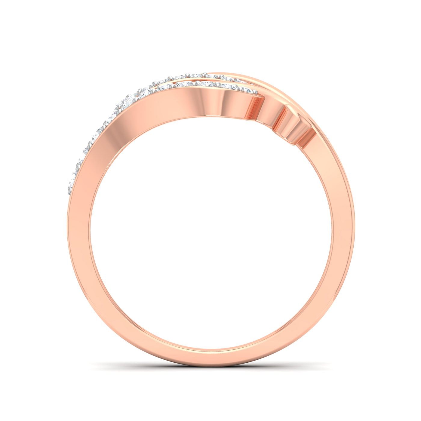 Chunky Gold Knot Diamond Ring With Rose Gold