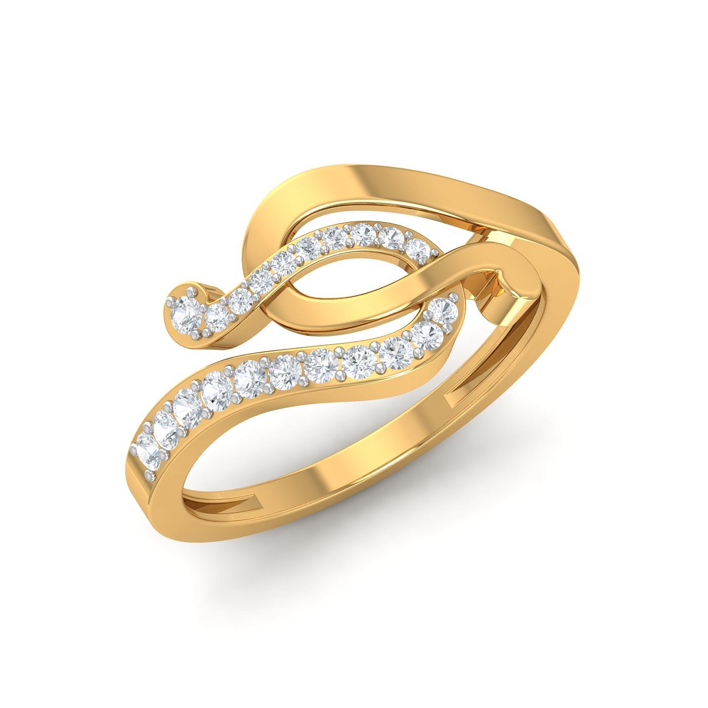 Chunky Gold Knot Diamond Ring With Yellow Gold