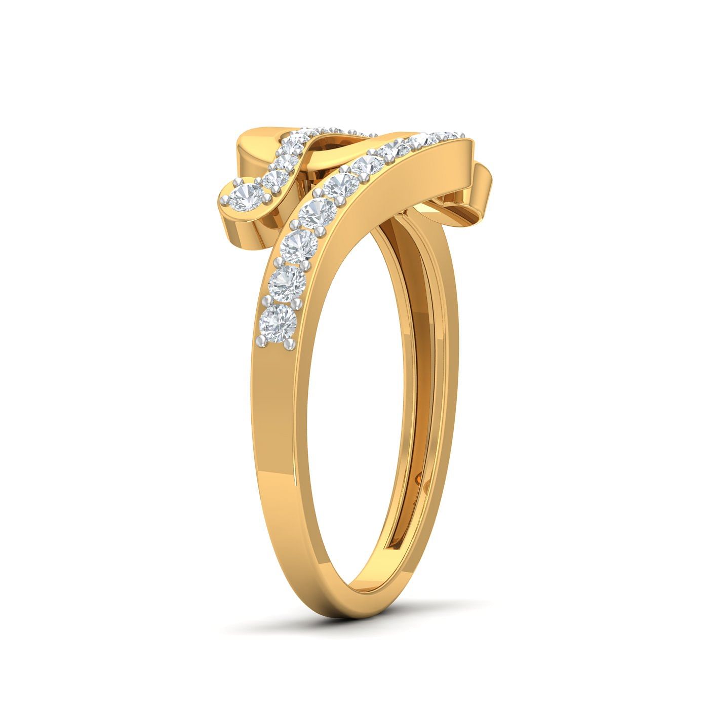 Chunky Gold Knot Diamond Ring With Yellow Gold