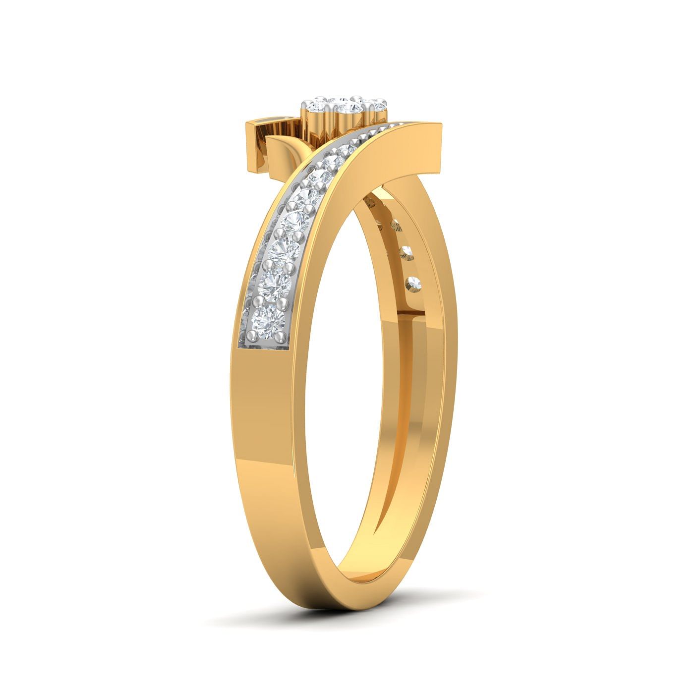 Yellow Gold Cluster Diamond Ring For Women