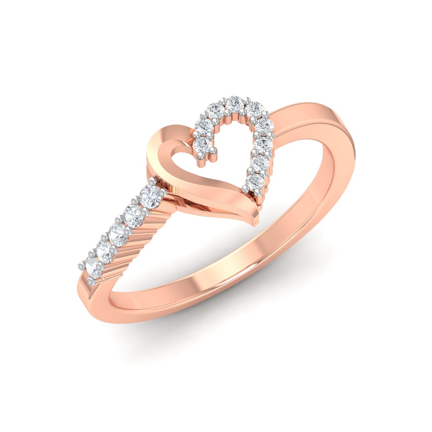 Heart Shape Propose Style Rose Gold Ring For Women