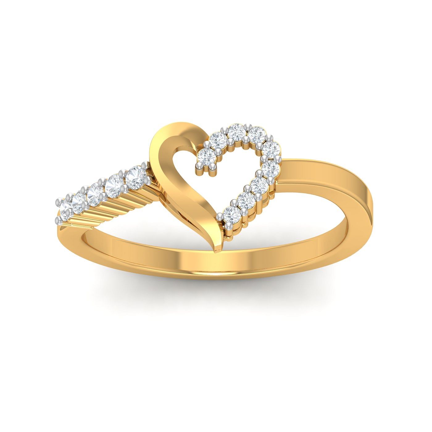 Heart Shape Propose Style Yellow Gold Ring For Women