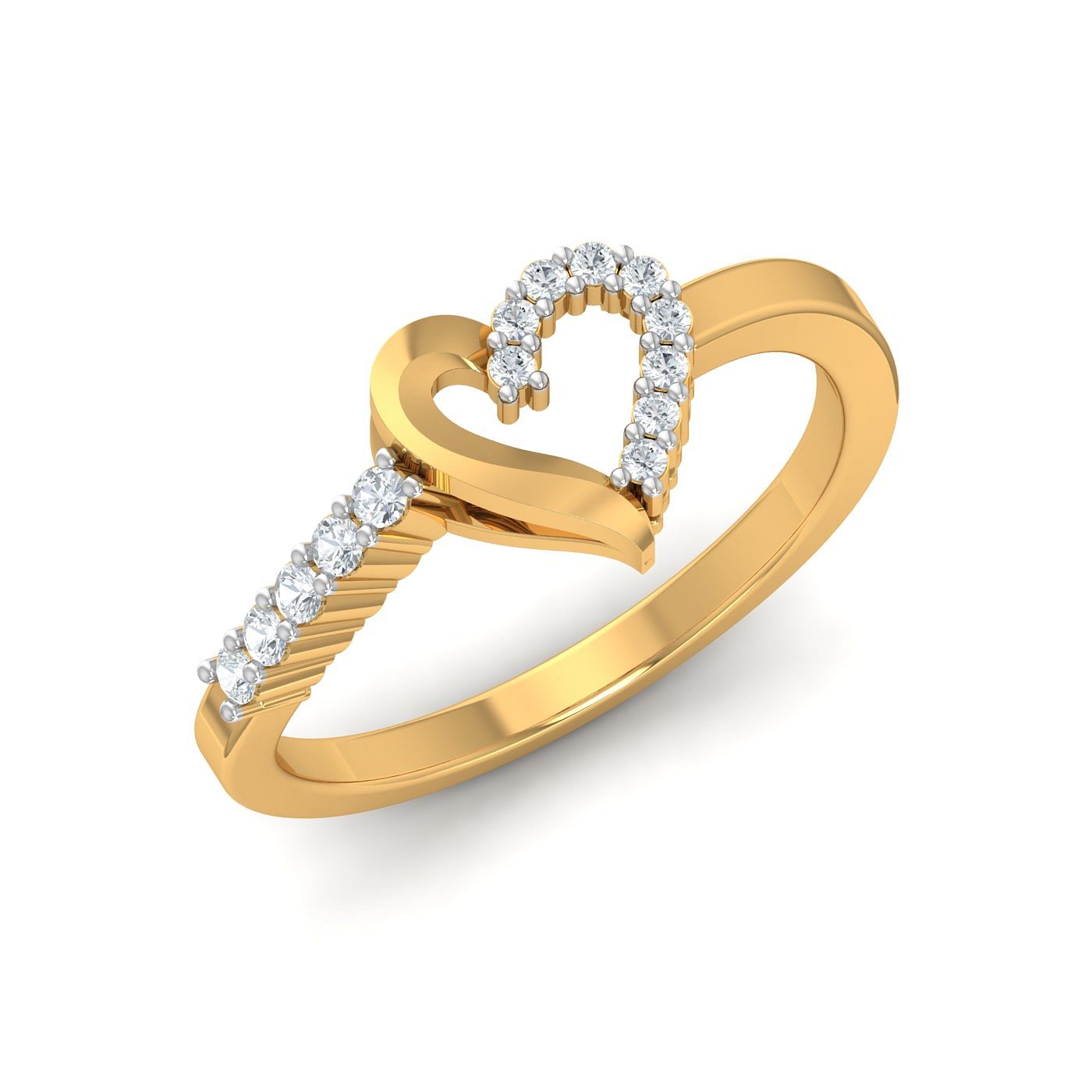 Heart Shape Propose Style Yellow Gold Ring For Women