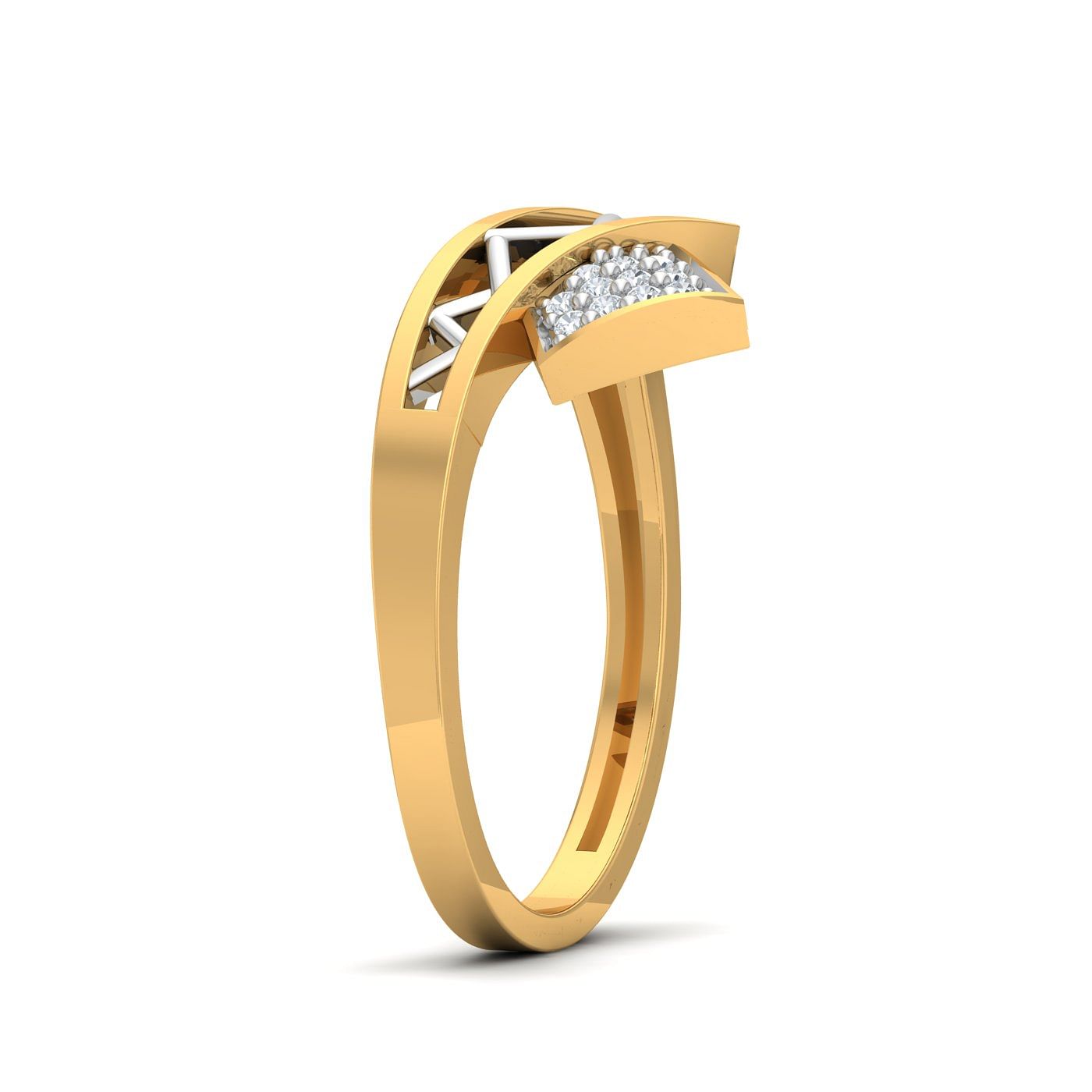 geometric design yellow gold ring for women