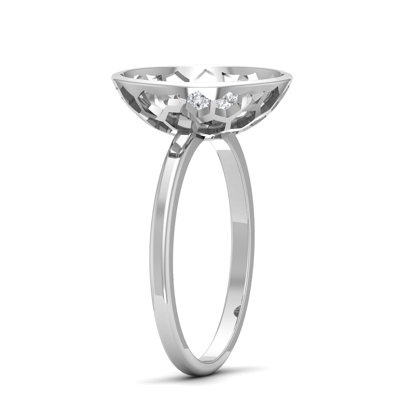 Heart Shape Design Diamond Ring With White Gold For Women