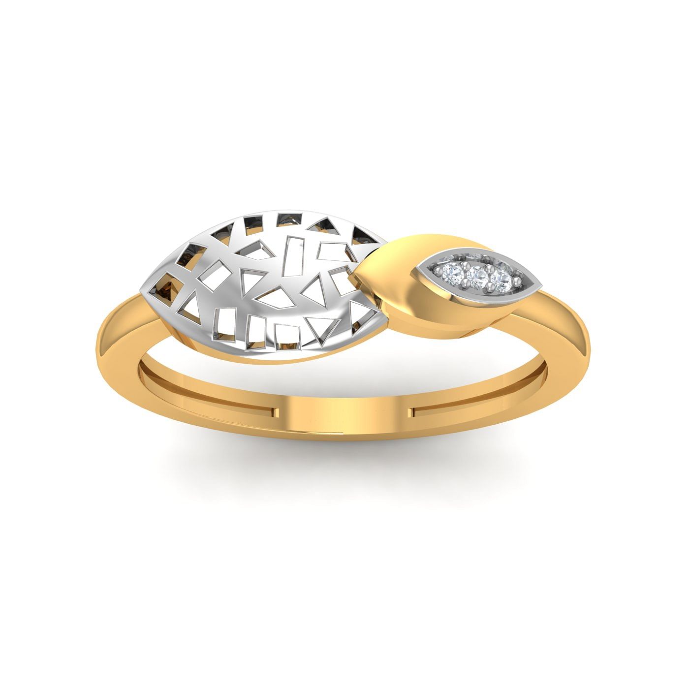 Geometry Petals Diamond Ring In Yellow Gold