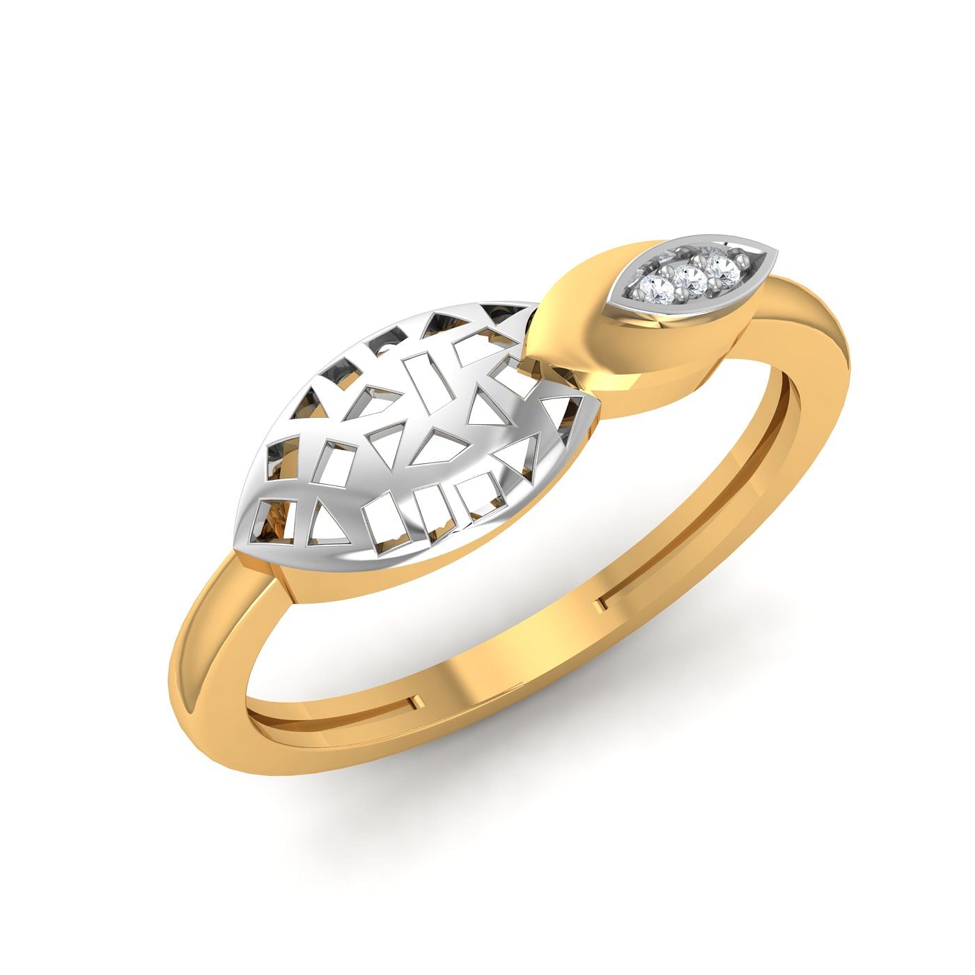 Geometry Petals Diamond Ring In Yellow Gold