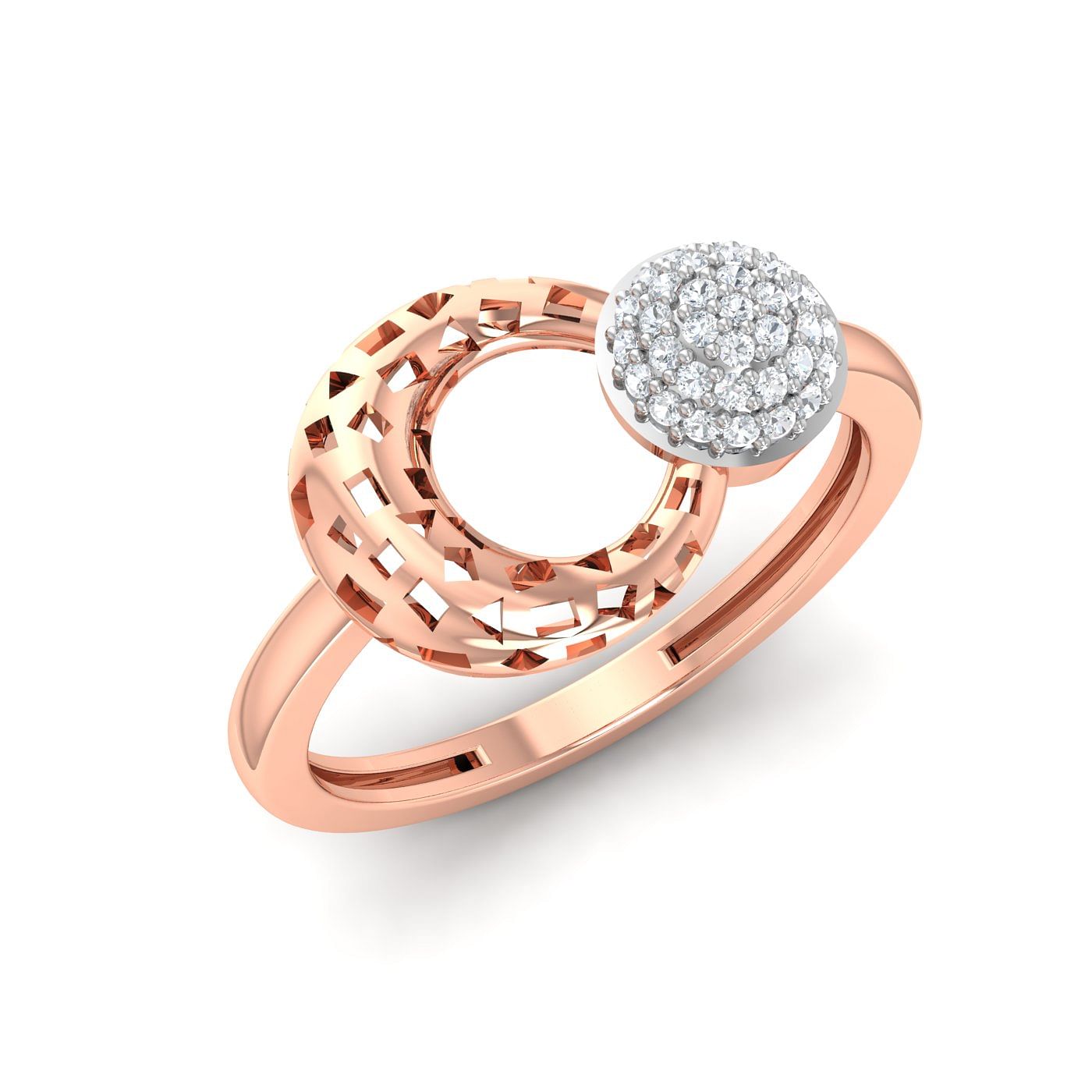Diamond Cluster Geometry Style Rose diamond ring design