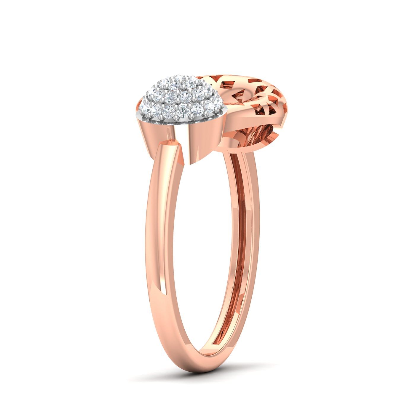 Diamond Cluster Geometry Style Rose diamond ring design