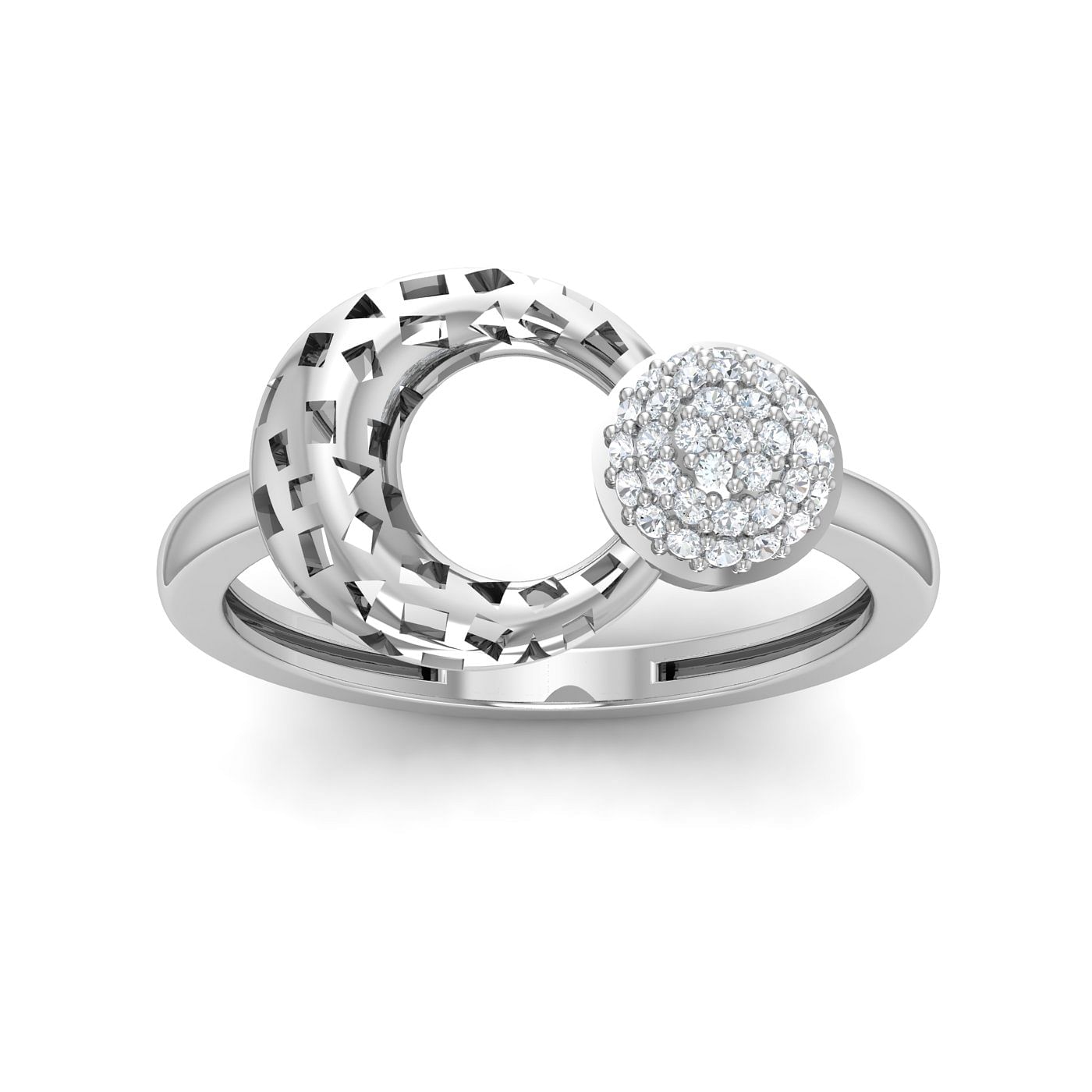 Diamond Cluster Geometry Style white gold diamond ring design
