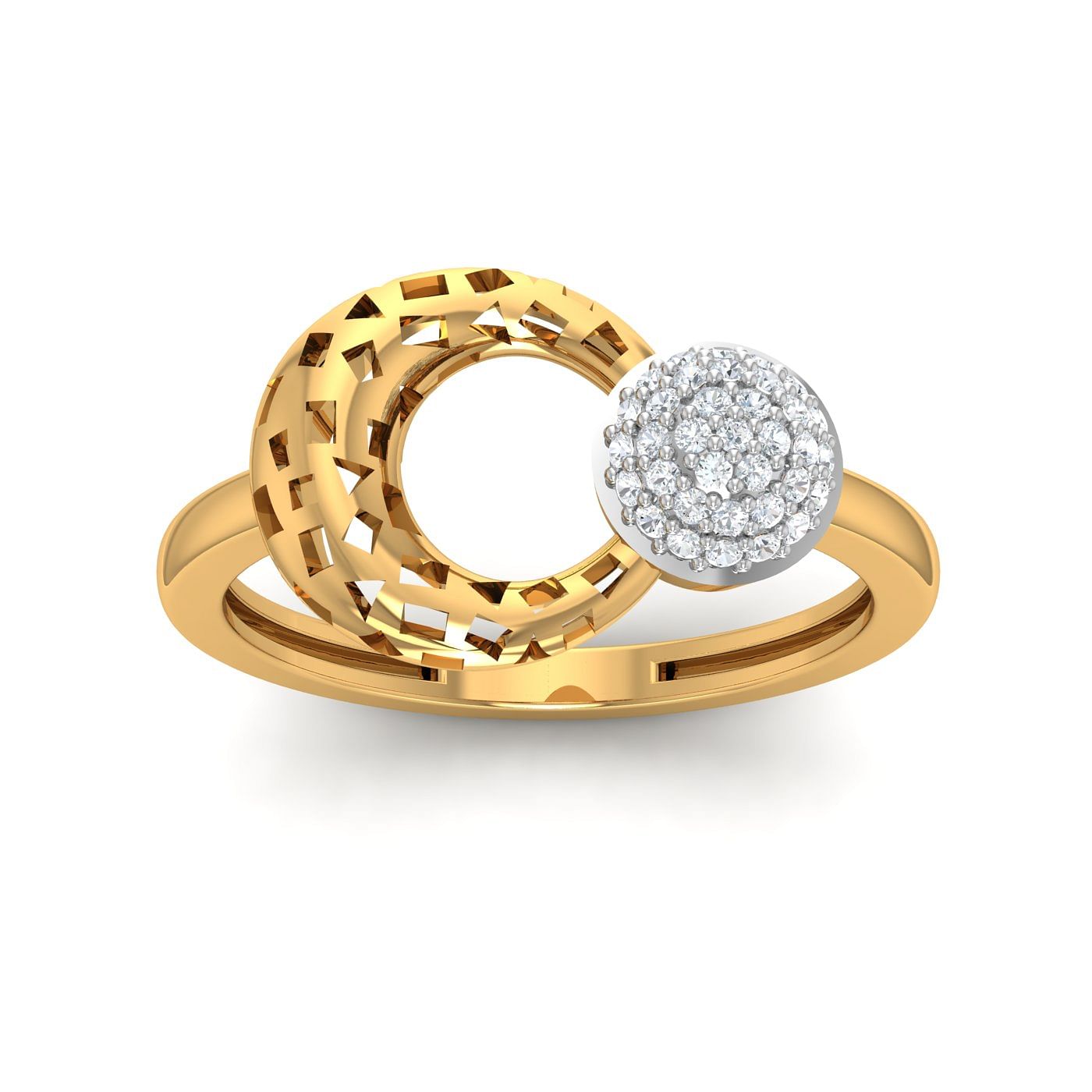 Diamond Cluster Geometry Style yellow gold diamond ring design
