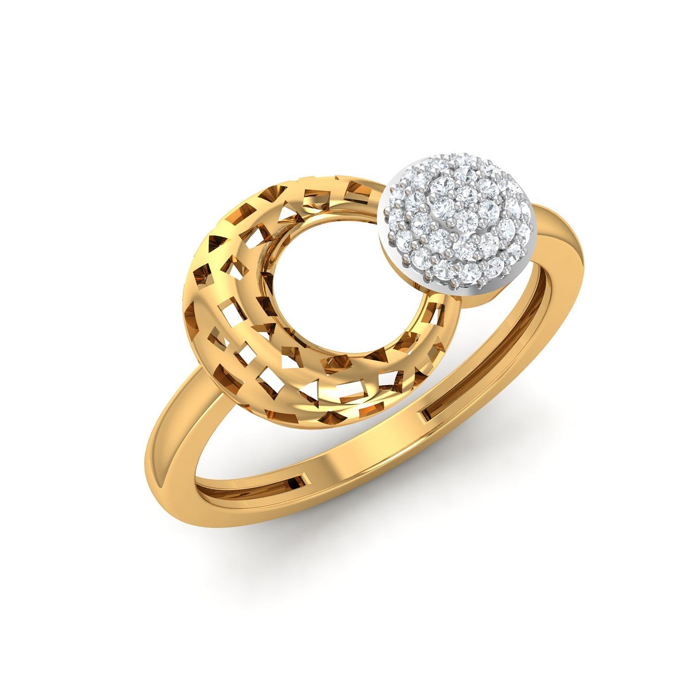 Diamond Cluster Geometry Style yellow gold diamond ring design