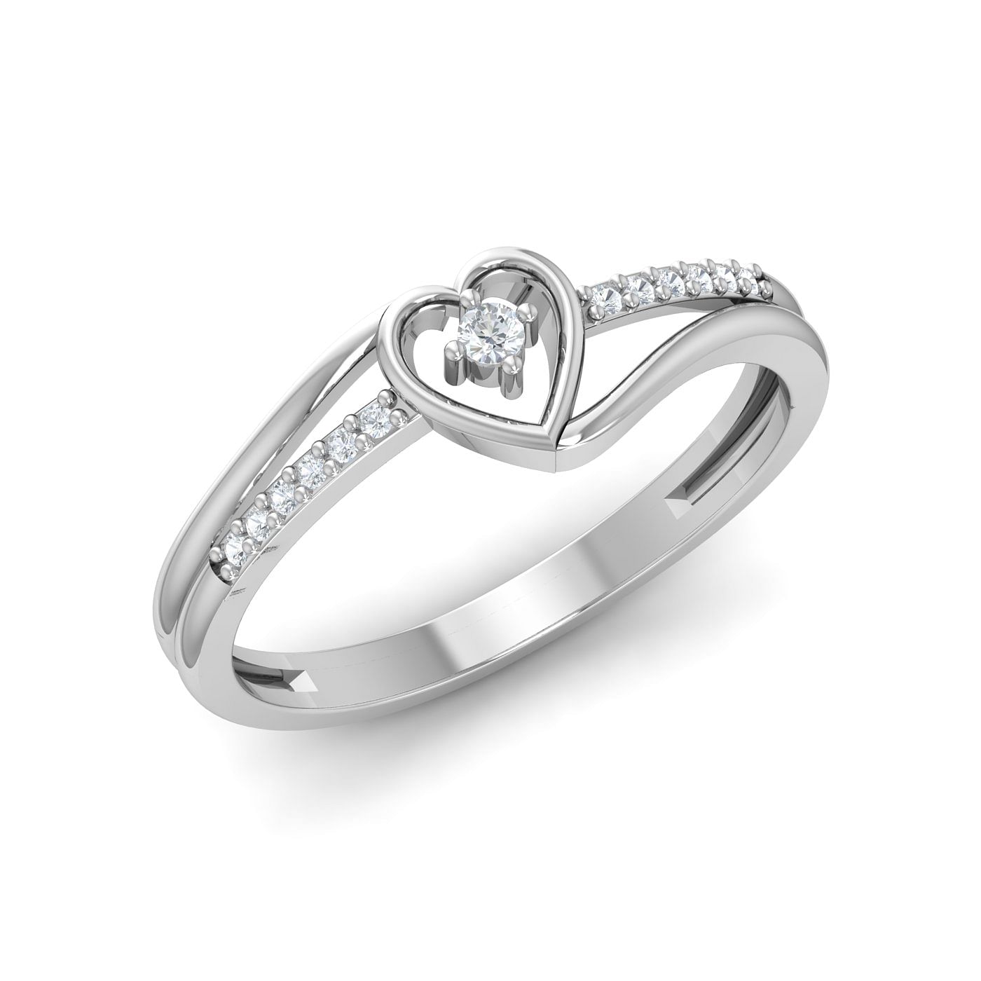 Solitaire Heart Diamond Ring In White Gold