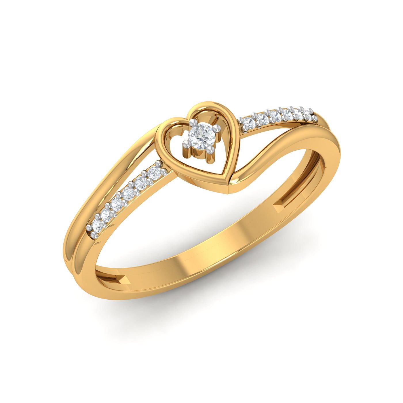 Solitaire Heart Diamond Ring In Yellow Gold