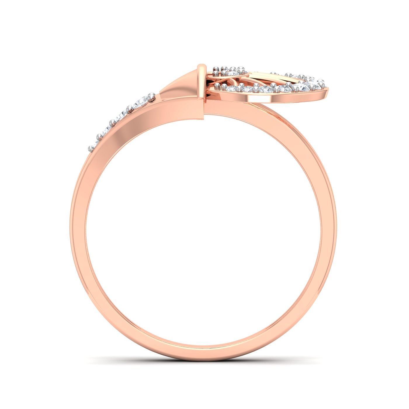 Duo Circle Diamond Ring For Women With Rose Gold