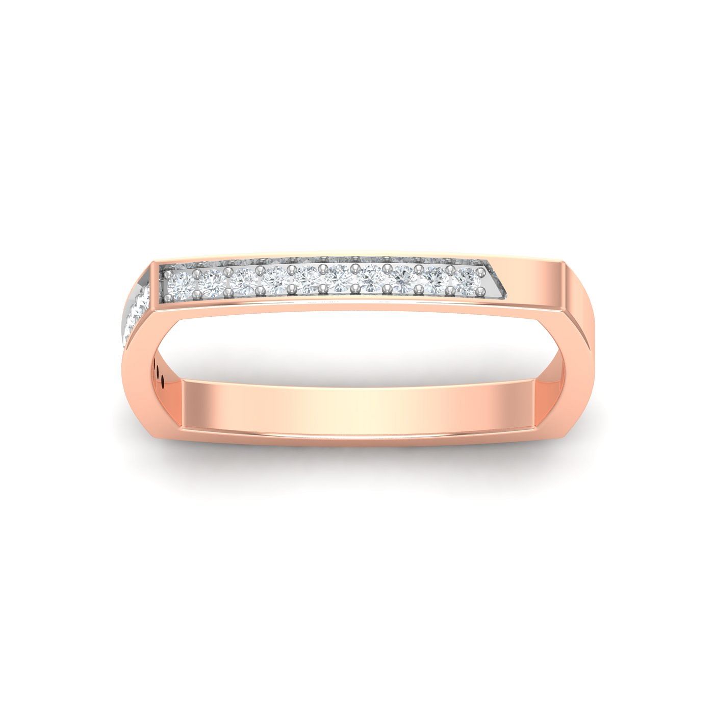 Square Design Rose Gold Diamond Ring Band For Women