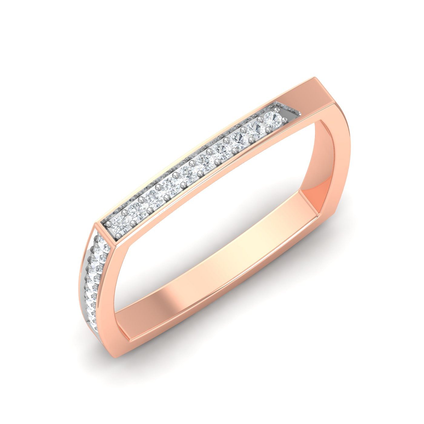Square Design Rose Gold Diamond Ring Band For Women