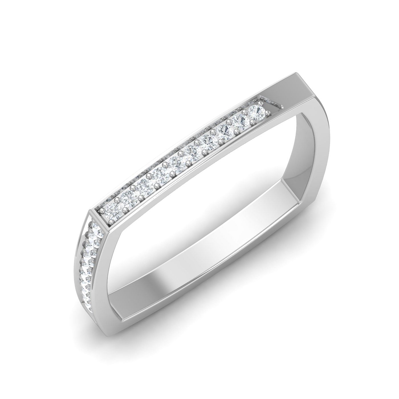 Square Design White Gold Diamond Ring Band For Women