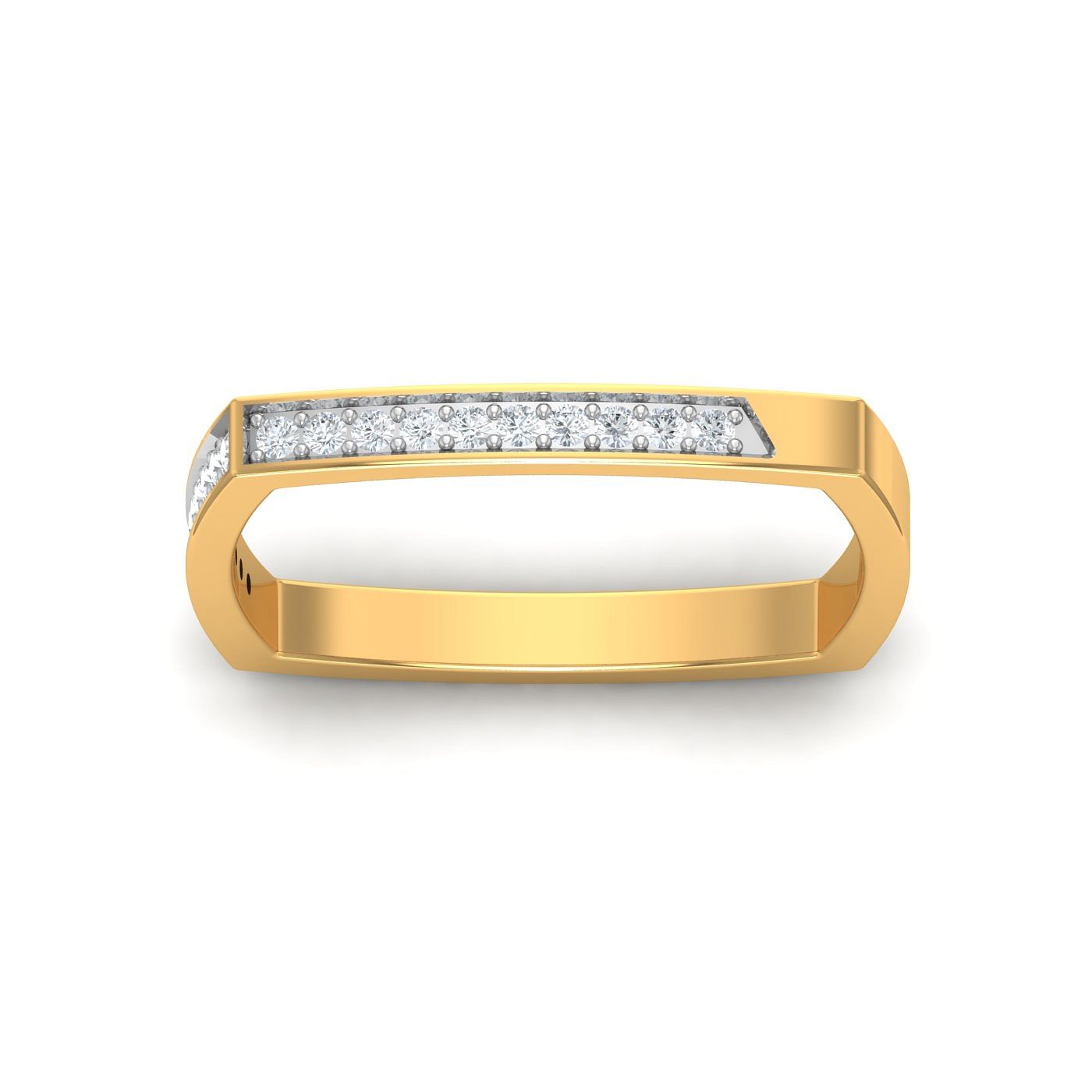 Square Design Yellow Gold Diamond Ring Band For Women