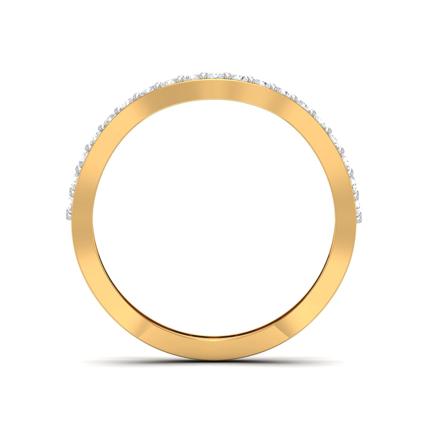 Round Waves Yellow Gold Diamond Ring For Women