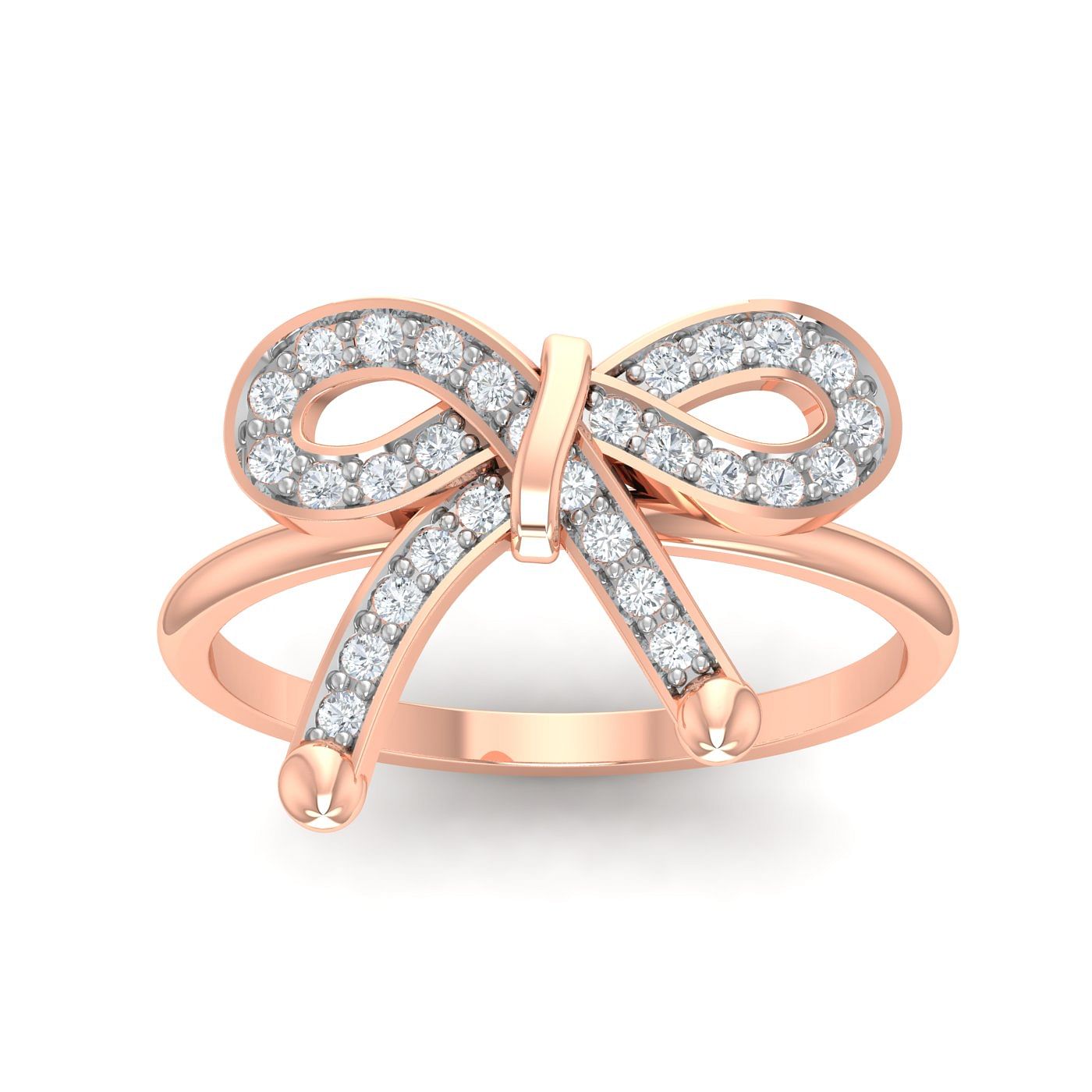 Bow Knot Diamond Ring With Rose Gold For Women