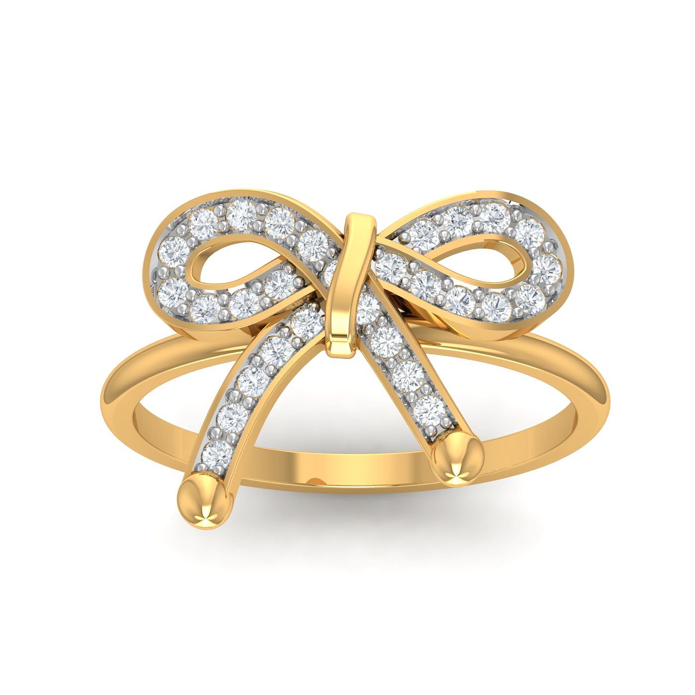 Bow Knot Diamond Ring With Yellow Gold For Women