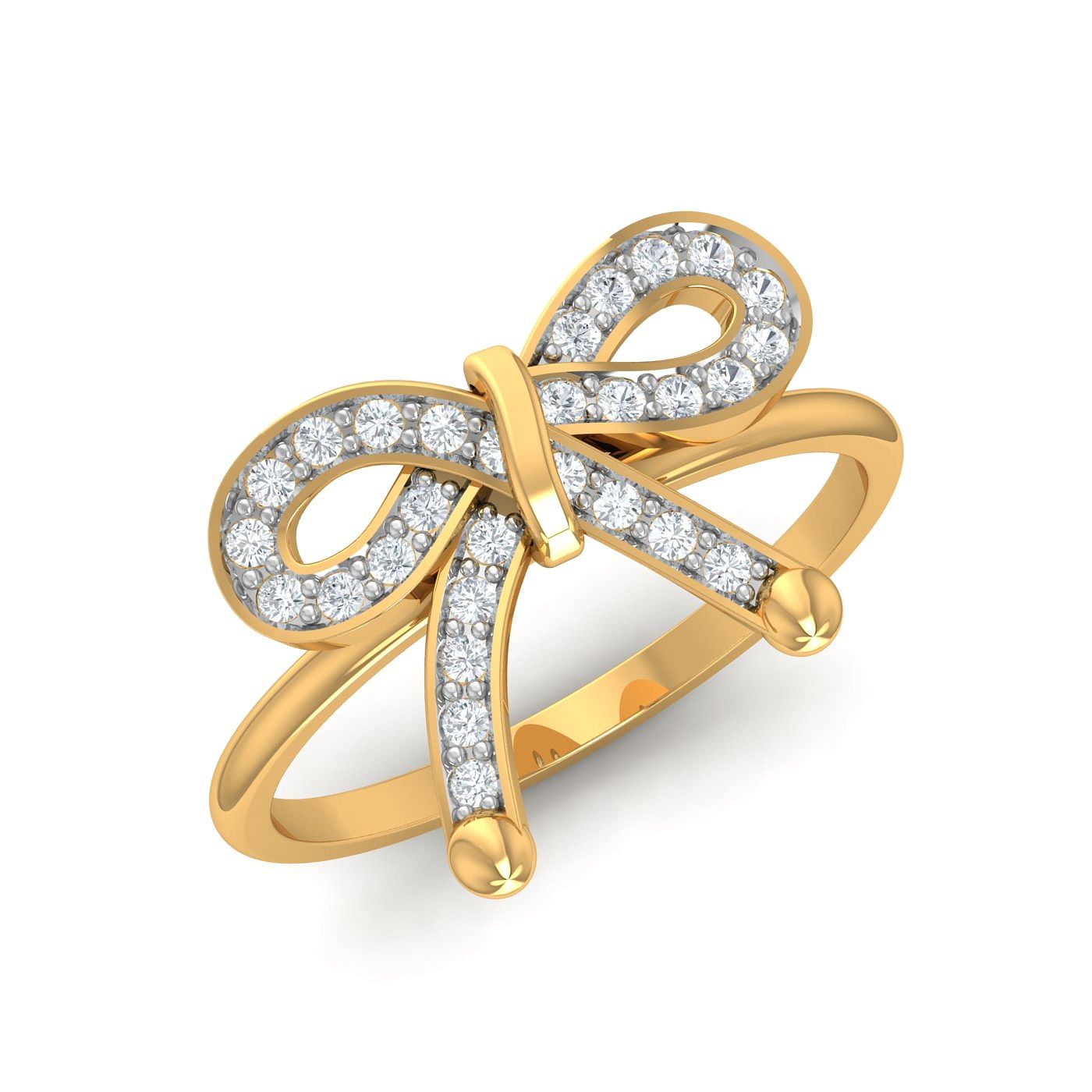 Bow Knot Diamond Ring With Yellow Gold For Women