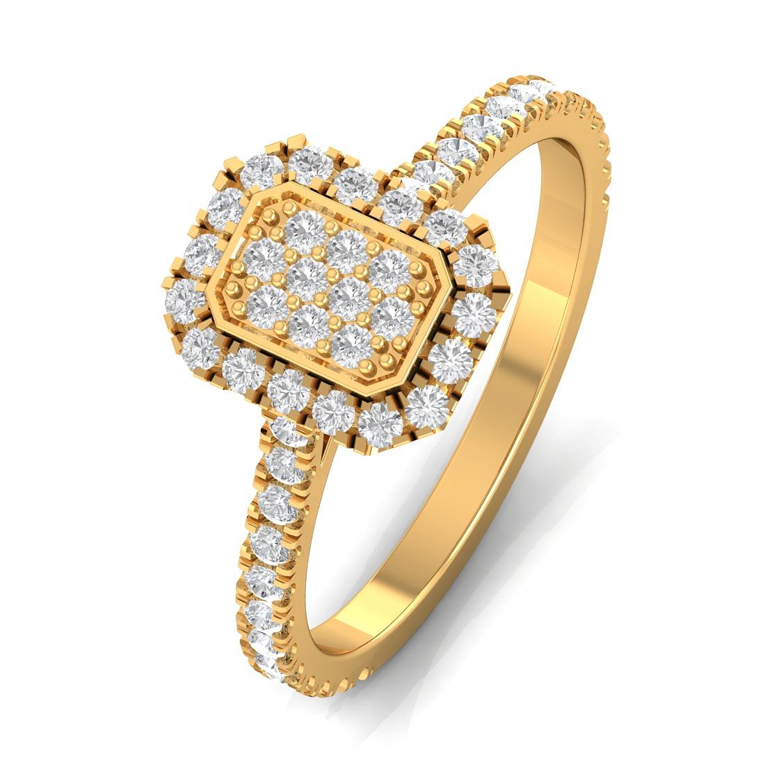 Mila Cushion Shape Diamond Ring With Yellow Gold