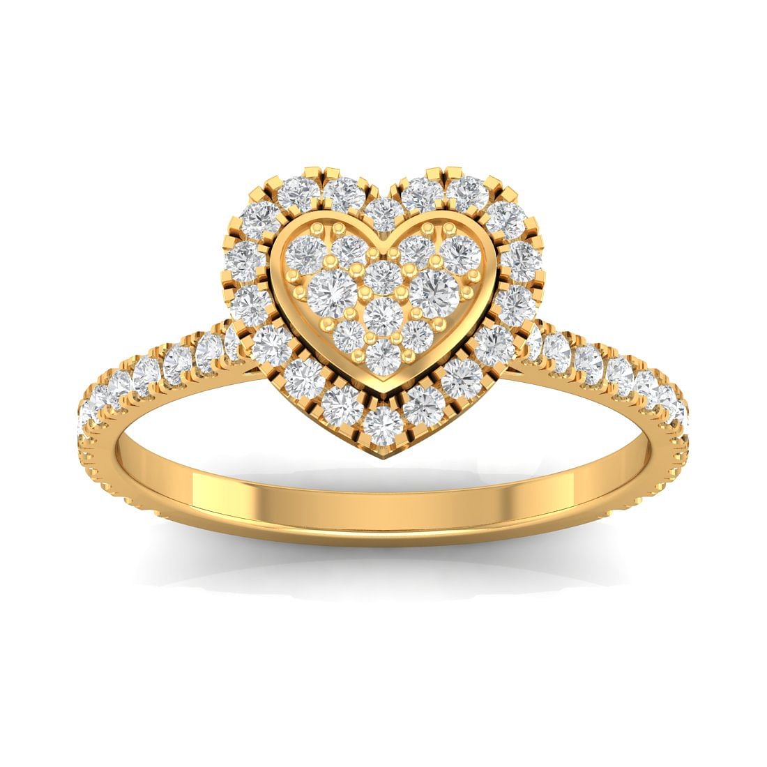 Yellow Gold Ivy Heart Shape Women Diamond Ring For Her