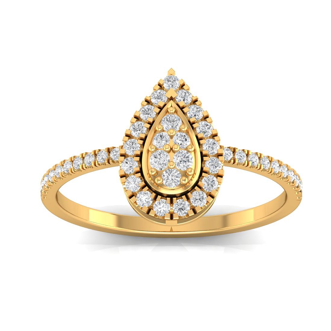 Yellow Gold 14k Alina Pear Shape Diamond Ring For Her