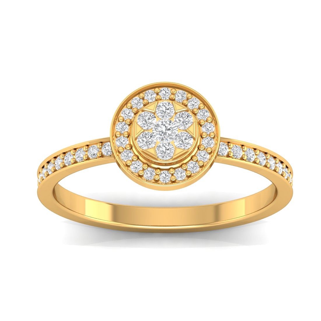 Yellow Gold Rosalie Cluster Diamond Ring For Women