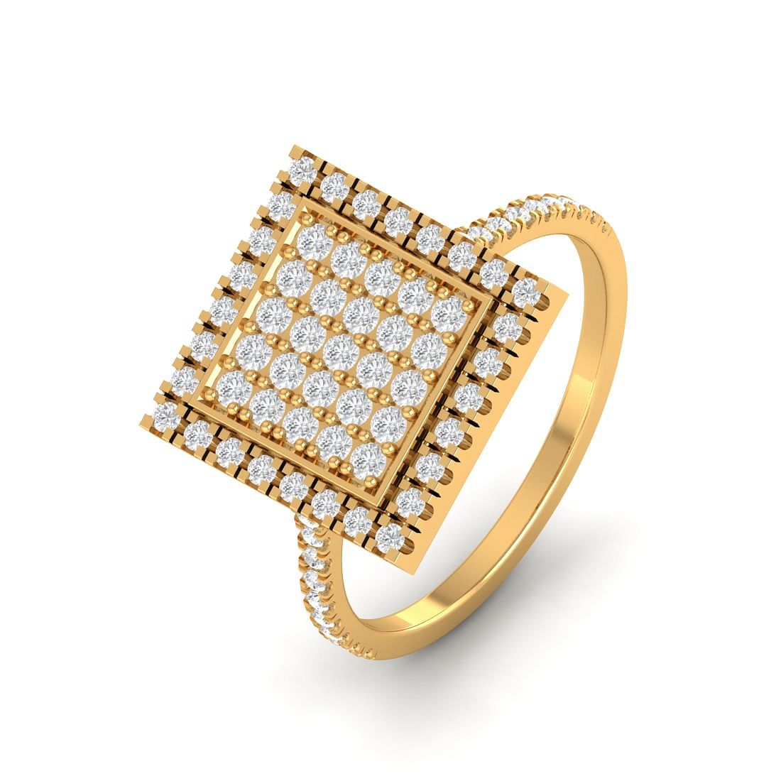 Yellow Gold Hazel Square Diamond Women Ring