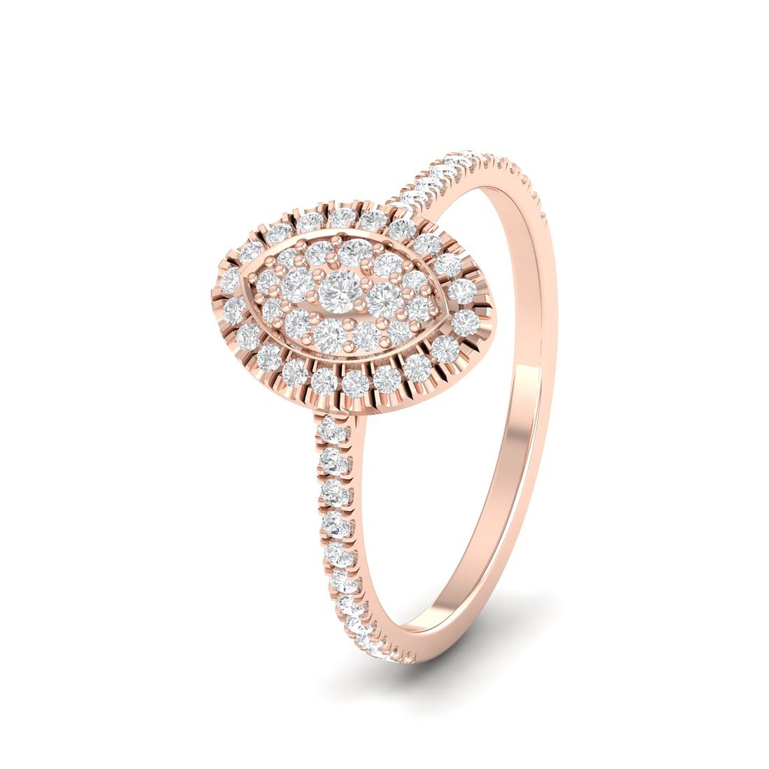 Marquise Cut Cluster Diamond Women Ring Rose Gold