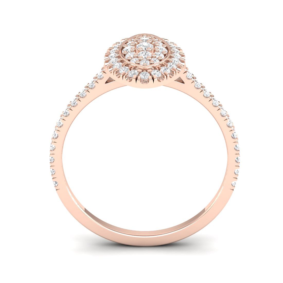 Marquise Cut Cluster Diamond Women Ring Rose Gold