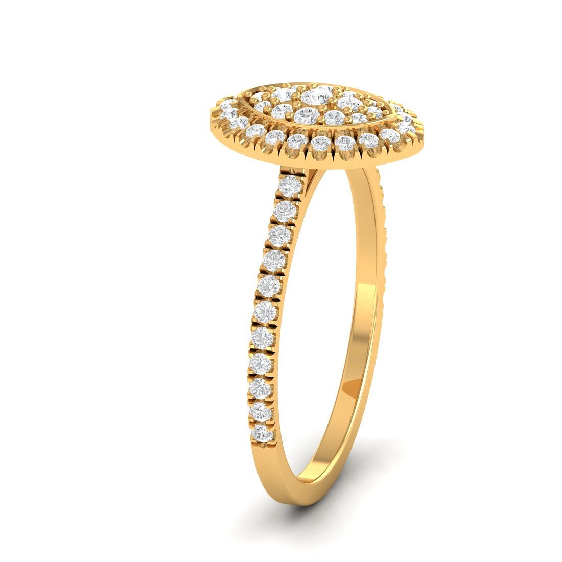 Marquise Cut Cluster Diamond Women Ring Yellow Gold