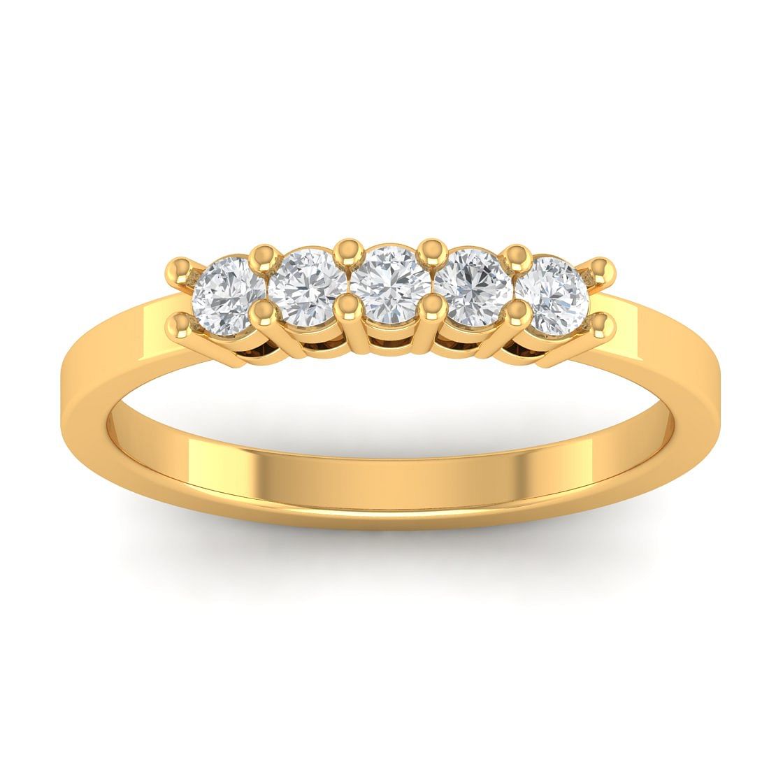 5 stone sparkle diamond yellow ring for women