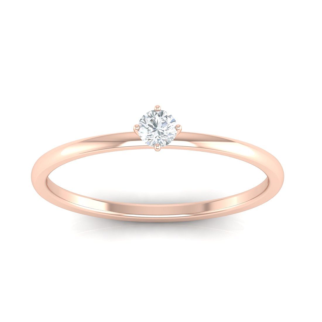single stone diamond solitaire rose gold ring for women