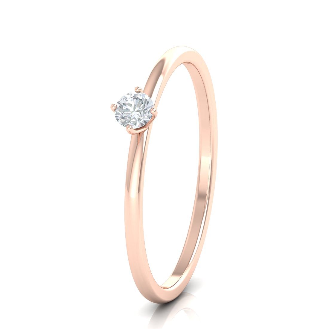 single stone diamond solitaire rose gold ring for women