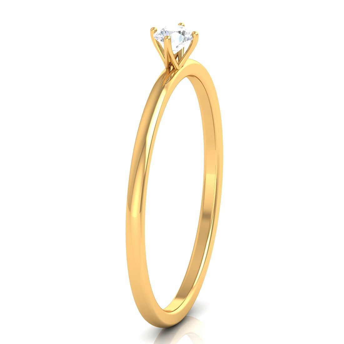 single stone diamond solitaire yellow gold ring for women